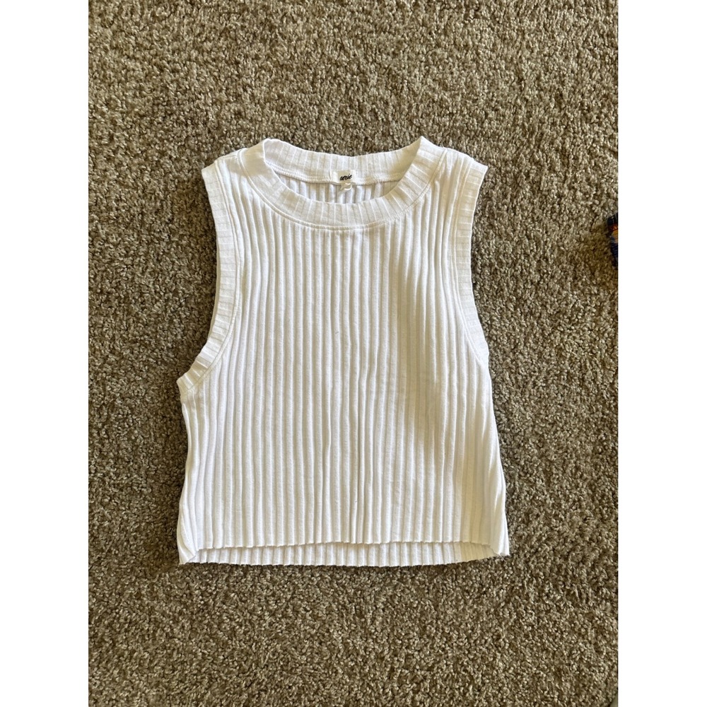 Aerie Tank Top Bundle Womens S/L Coral Pink Henley Racerback White Cropped Tank - Picture 2 of 3